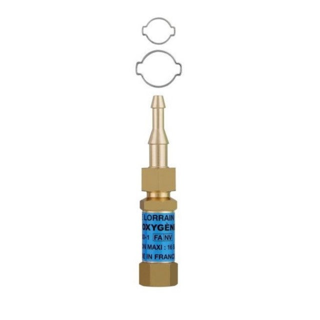 Raccord anti-retour oxygène 16 X 150 D 6.3/10mm (détendeur)
