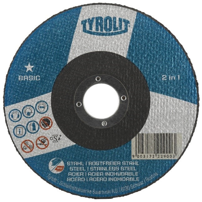Dique à tronçonner 125 X 1.6 X 22.23 Acier/Inox Tyrolit  Basic 2in1
