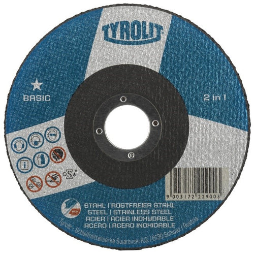 Dique à tronçonner 125 X 1.6 X 22.23 Acier/Inox Tyrolit  Basic 2in1