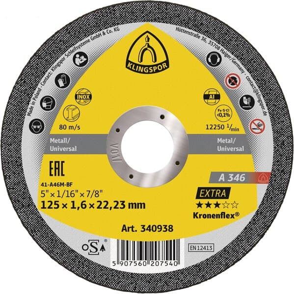 Disque à tronçonner 125X1.6X22.2 A346EX Inox – Klingspor