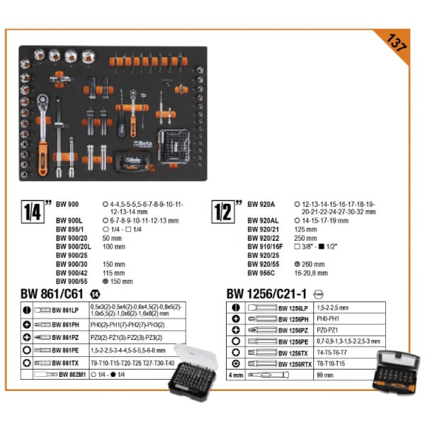 Servante Beta BW-C04BOX-AVU + 196 OUTILS
